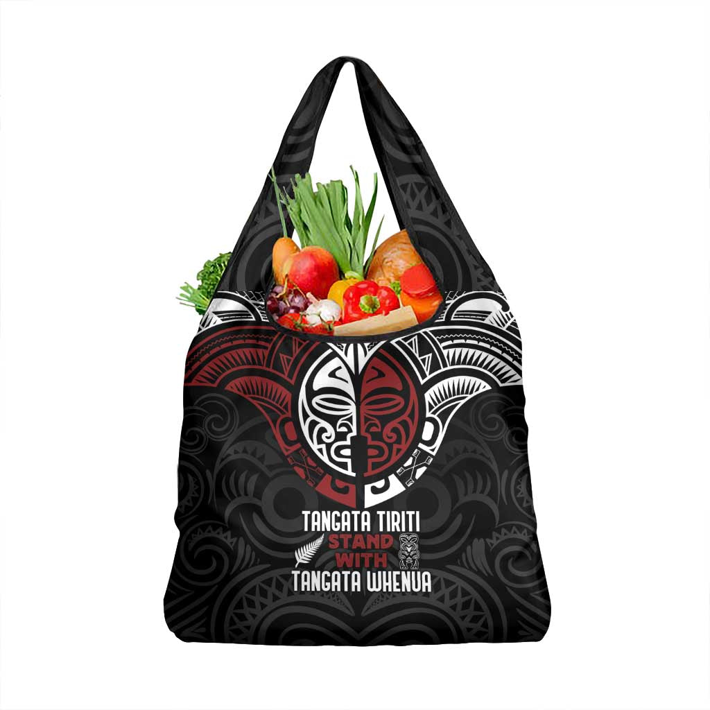 Maori Hongi Toitu Te Tiriti Grocery Bag Tangata Tiriti Stand With Tangata Whenua