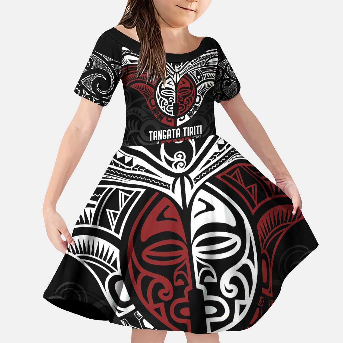 Maori Hongi Toitu Te Tiriti Kid Short Sleeve Dress Tangata Tiriti Stand With Tangata Whenua