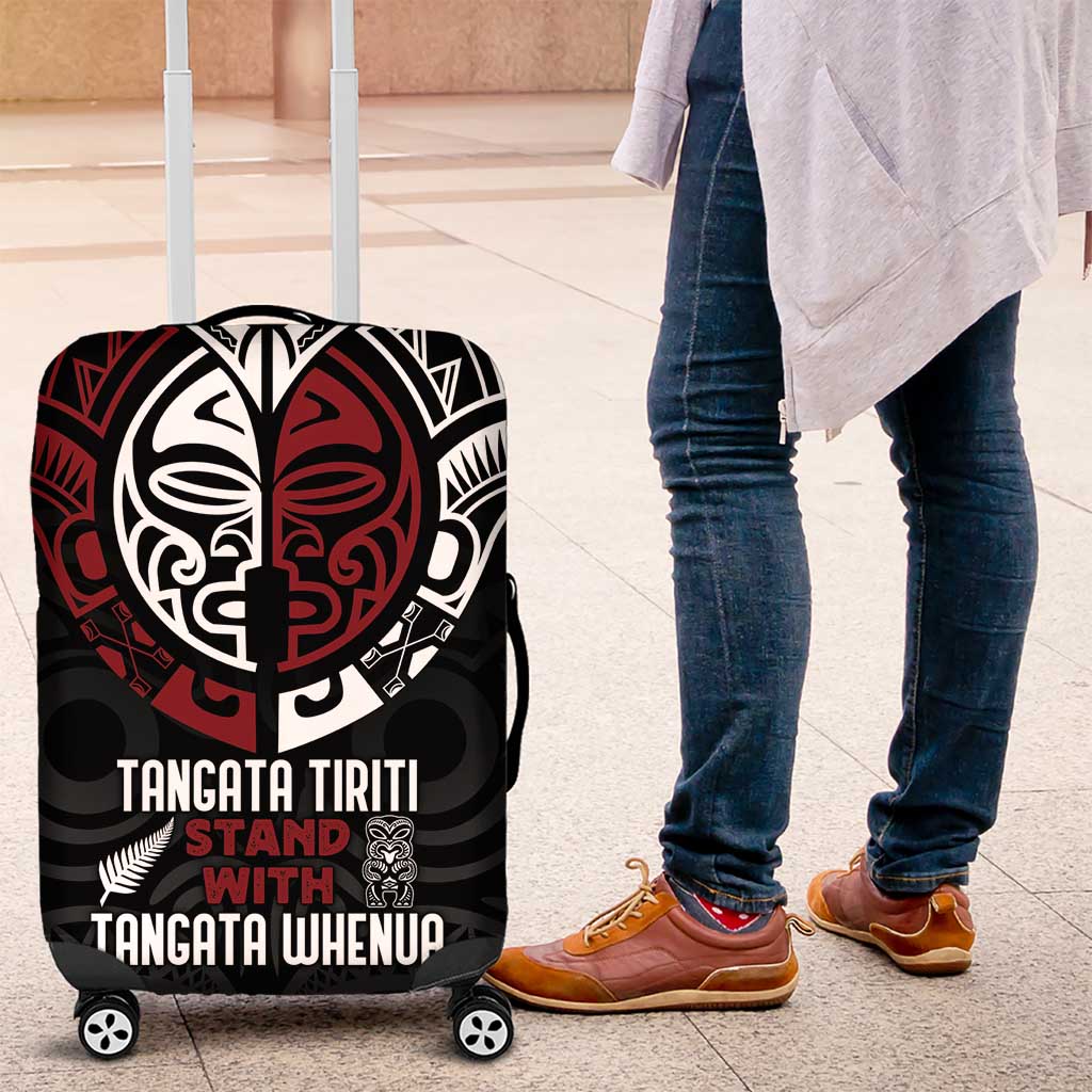 Maori Hongi Toitu Te Tiriti Luggage Cover Tangata Tiriti Stand With Tangata Whenua LT7 Black - Polynesian Pride