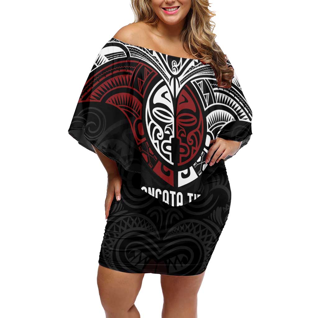 Maori Hongi Toitu Te Tiriti Off Shoulder Short Dress Tangata Tiriti Stand With Tangata Whenua