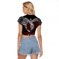 Maori Hongi Toitu Te Tiriti Raglan Cropped T Shirt Tangata Tiriti Stand With Tangata Whenua LT7 - Polynesian Pride