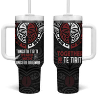 Maori Hongi Toitu Te Tiriti Tumbler With Handle Tangata Tiriti Stand With Tangata Whenua