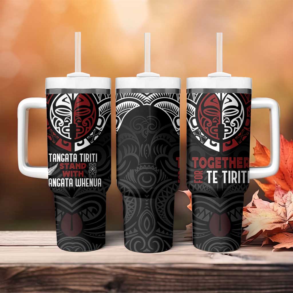 Maori Hongi Toitu Te Tiriti Tumbler With Handle Tangata Tiriti Stand With Tangata Whenua