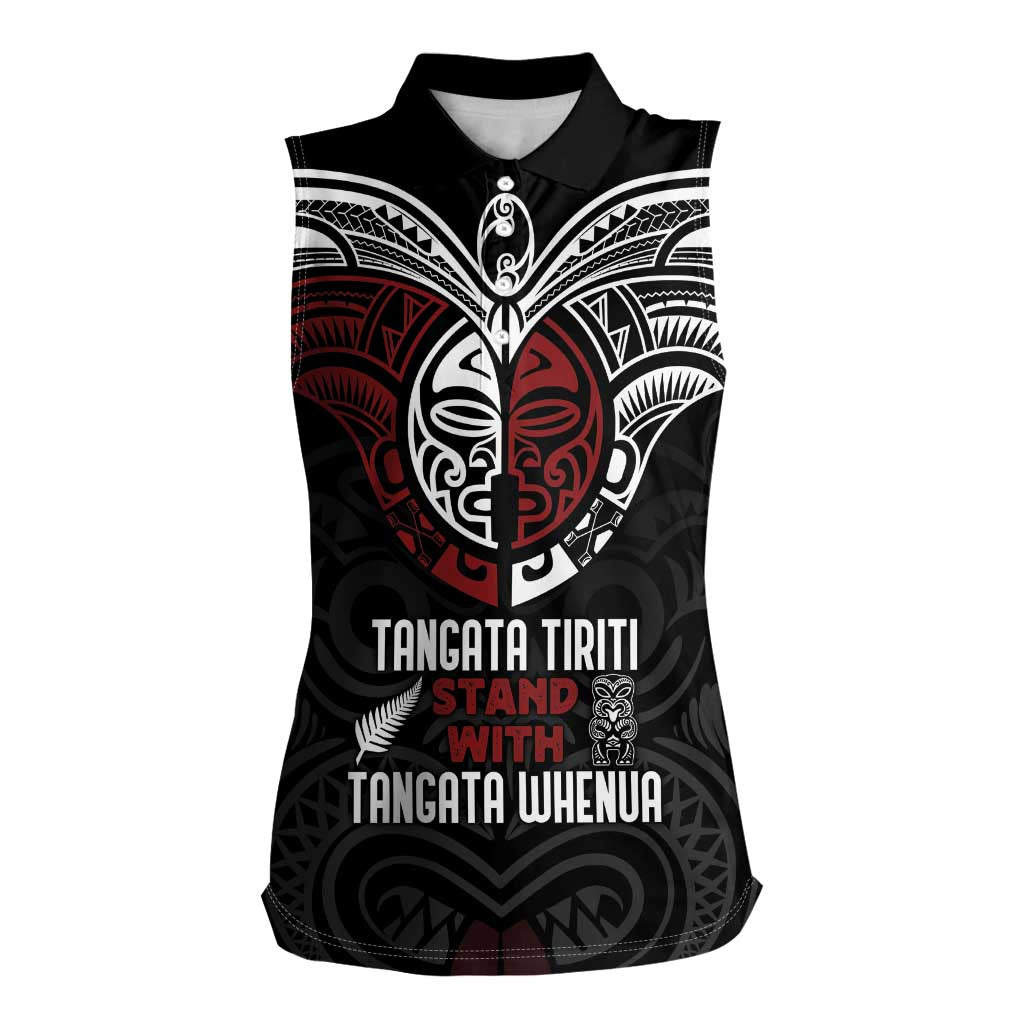 Maori Hongi Toitu Te Tiriti Women Sleeveless Polo Shirt Tangata Tiriti Stand With Tangata Whenua