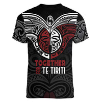 Maori Hongi Toitu Te Tiriti Women V-Neck T-Shirt Tangata Tiriti Stand With Tangata Whenua LT7 - Polynesian Pride