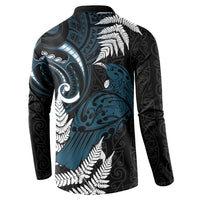 New Zealand Tui Bird Button Sweatshirt Maori Kowhaiwhai