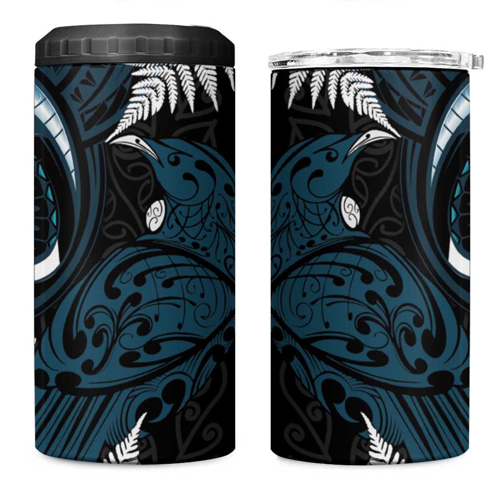 New Zealand Tui Bird 4 in 1 Can Cooler Tumbler Maori Kowhaiwhai