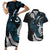 New Zealand Tui Bird Couples Matching Short Sleeve Bodycon Dress and Hawaiian Shirt Maori Kowhaiwhai