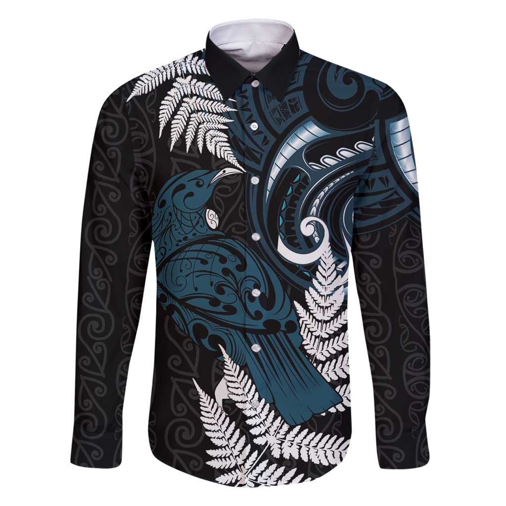 New Zealand Tui Bird Family Matching Tank Maxi Dress and Hawaiian Shirt Maori Kowhaiwhai