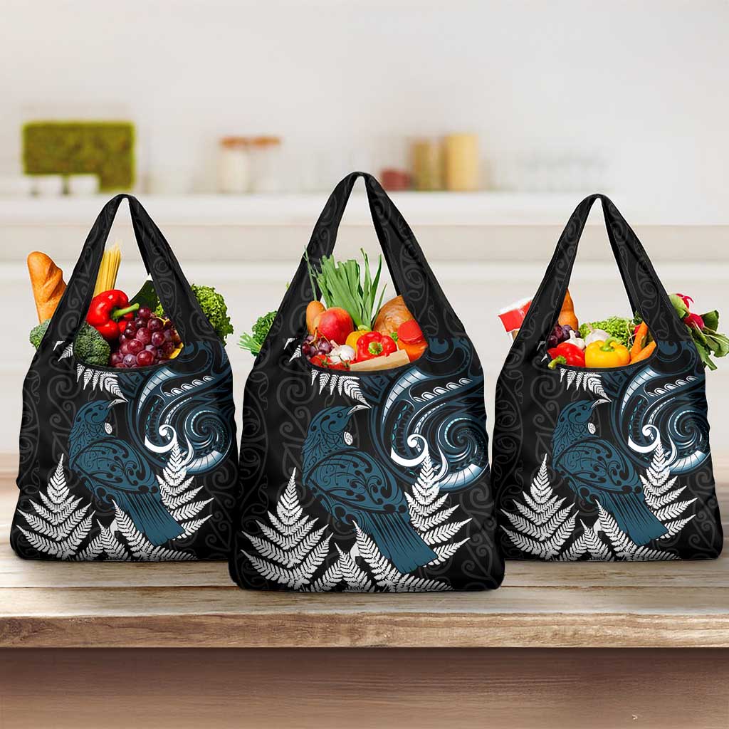 New Zealand Tui Bird Grocery Bag Maori Kowhaiwhai