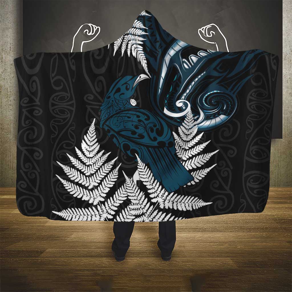 New Zealand Tui Bird Hooded Blanket Maori Kowhaiwhai