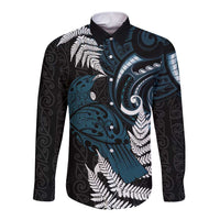 New Zealand Tui Bird Long Sleeve Button Shirt Maori Kowhaiwhai