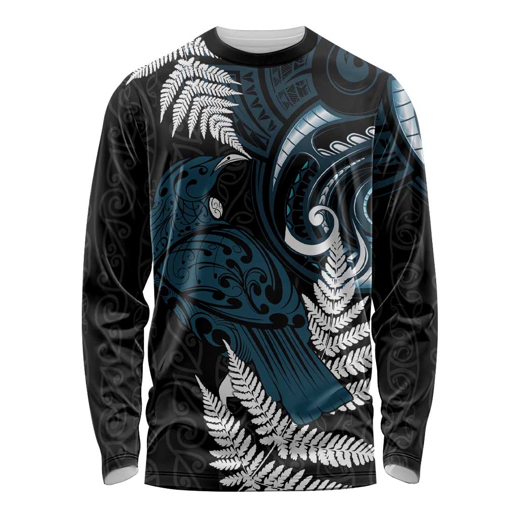 New Zealand Tui Bird Long Sleeve Shirt Maori Kowhaiwhai