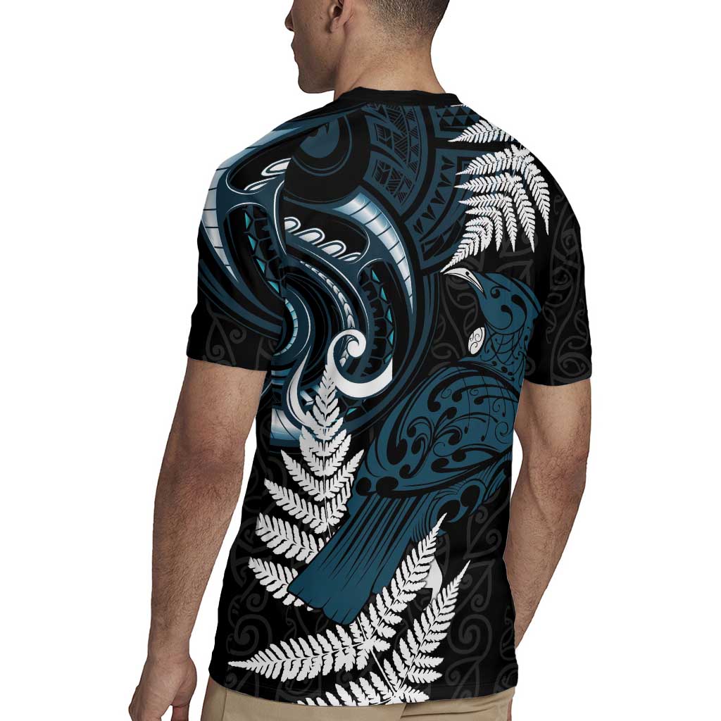 New Zealand Tui Bird Rugby Jersey Maori Kowhaiwhai
