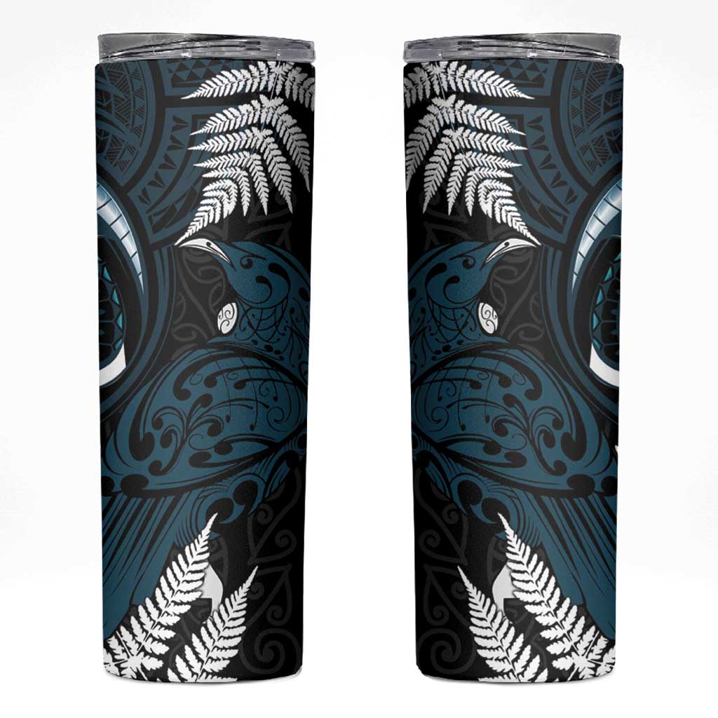New Zealand Tui Bird Skinny Tumbler Maori Kowhaiwhai LT7 Teal - Polynesian Pride