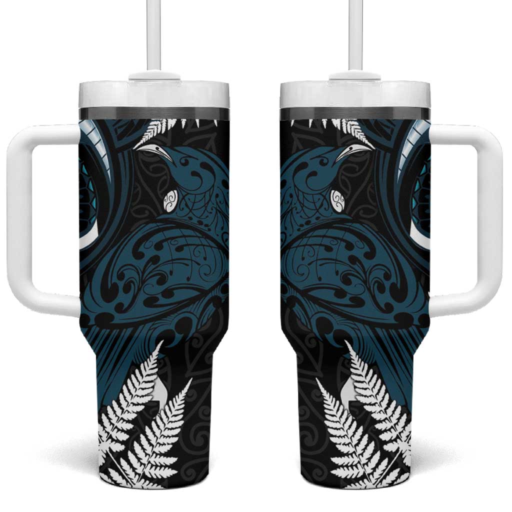 New Zealand Tui Bird Tumbler With Handle Maori Kowhaiwhai