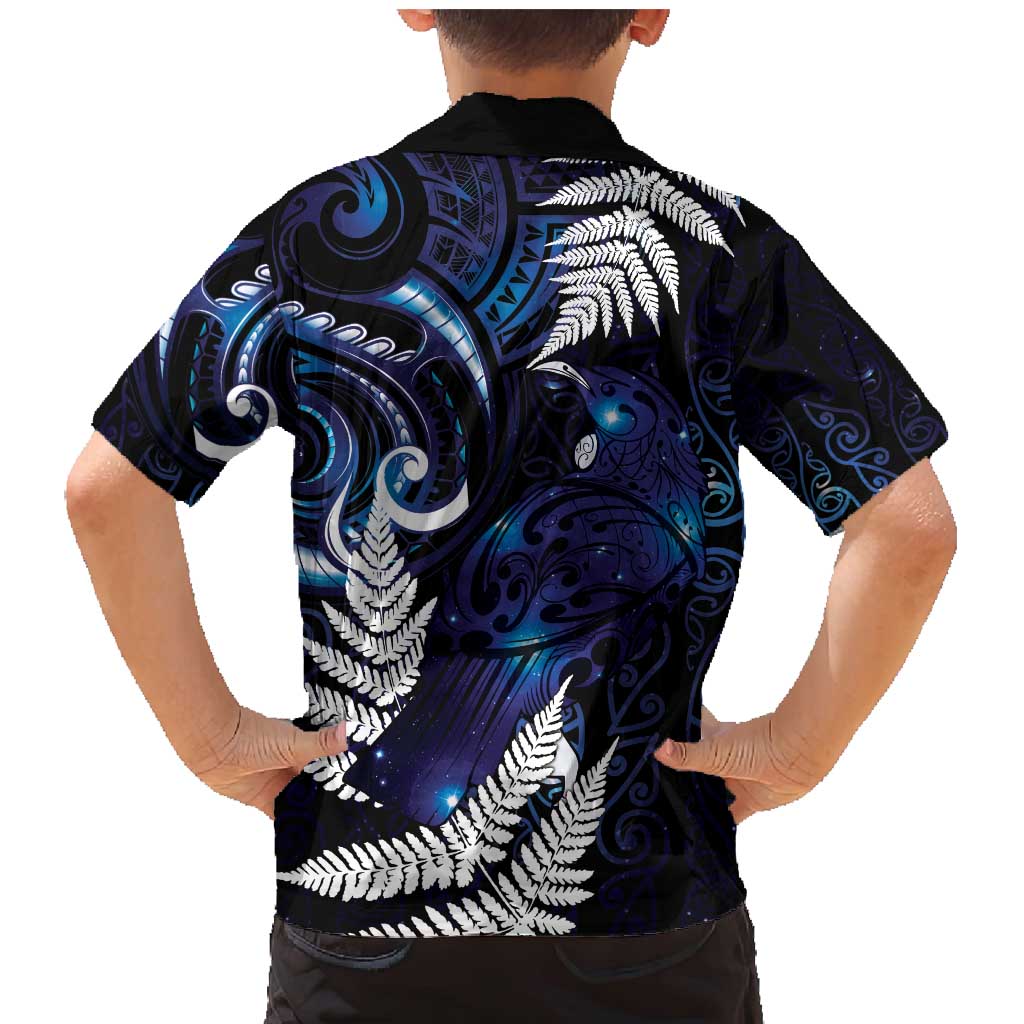 New Zealand Maori Matariki Family Matching Mermaid Dress and Hawaiian Shirt Tui Bird Galaxy