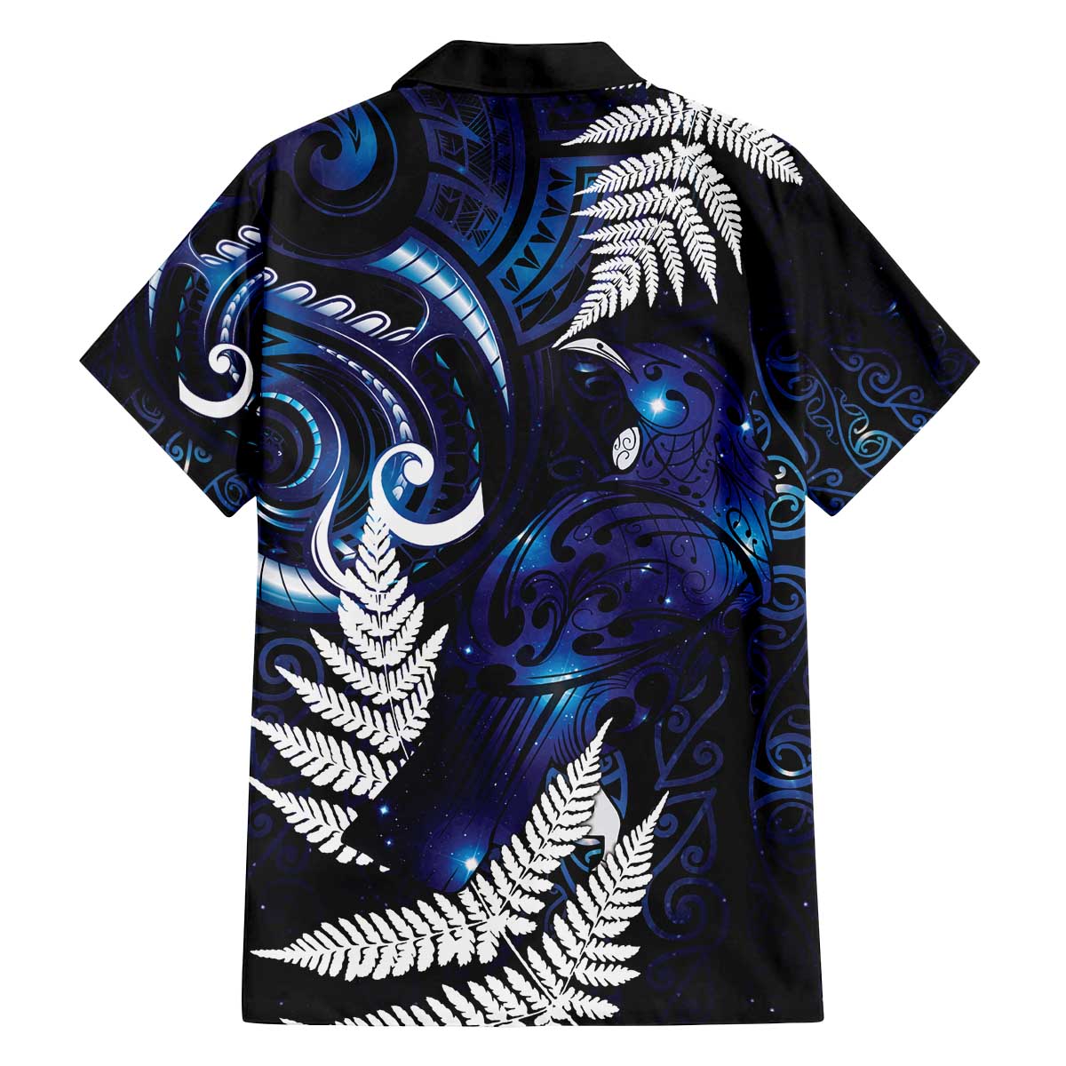 New Zealand Maori Matariki Family Matching Off The Shoulder Long Sleeve Dress and Hawaiian Shirt Tui Bird Galaxy