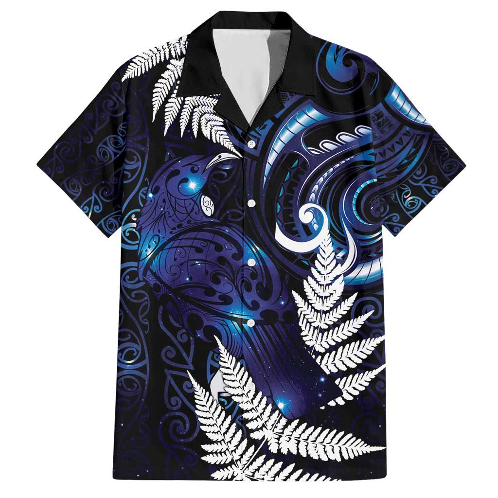 New Zealand Maori Matariki Hawaiian Shirt Tui Bird Galaxy