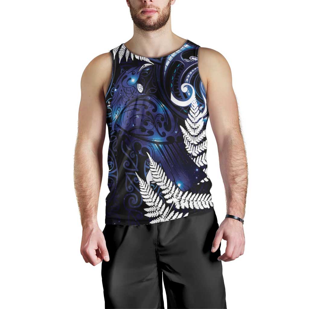 New Zealand Maori Matariki Men Tank Top Tui Bird Galaxy