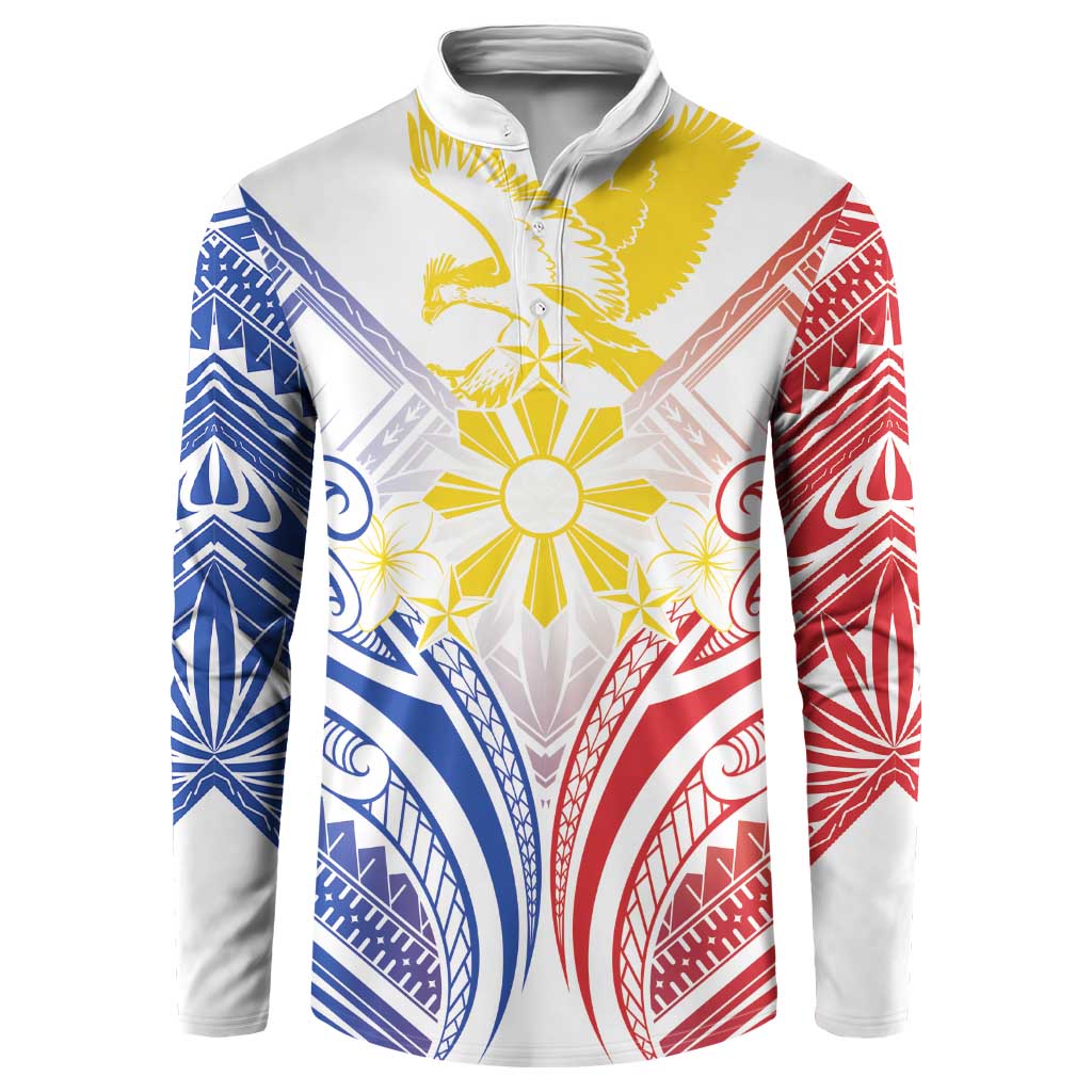 Philippines Tribal Sun Personalized Button Sweatshirt Hunting Eagle