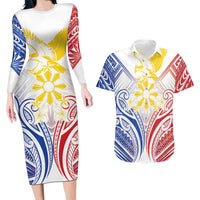 Philippines Tribal Sun Personalized Couples Matching Long Sleeve Bodycon Dress and Hawaiian Shirt Hunting Eagle