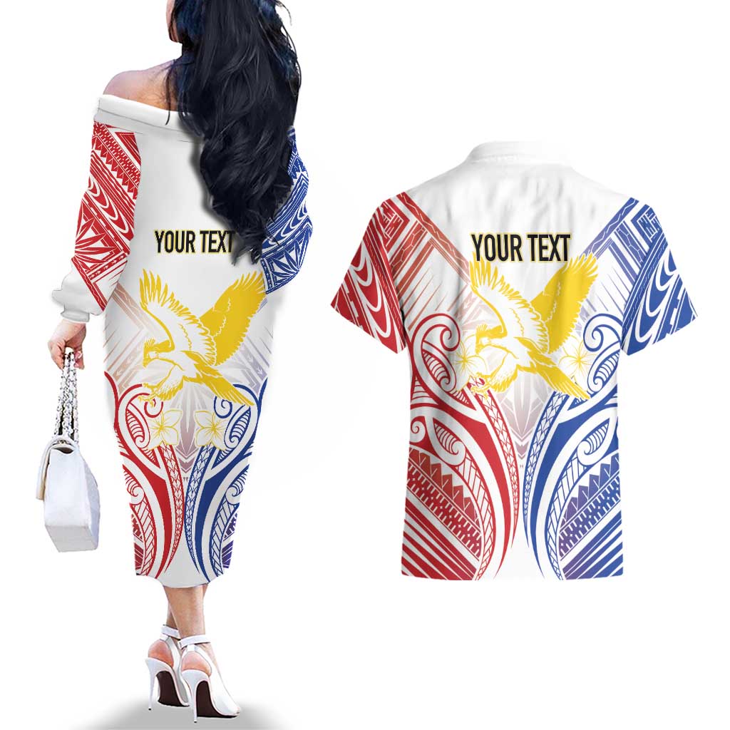 Philippines Tribal Sun Personalized Couples Matching Off The Shoulder Long Sleeve Dress and Hawaiian Shirt Hunting Eagle