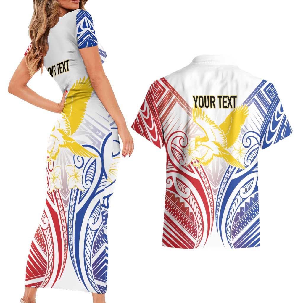 Philippines Tribal Sun Personalized Couples Matching Short Sleeve Bodycon Dress and Hawaiian Shirt Hunting Eagle