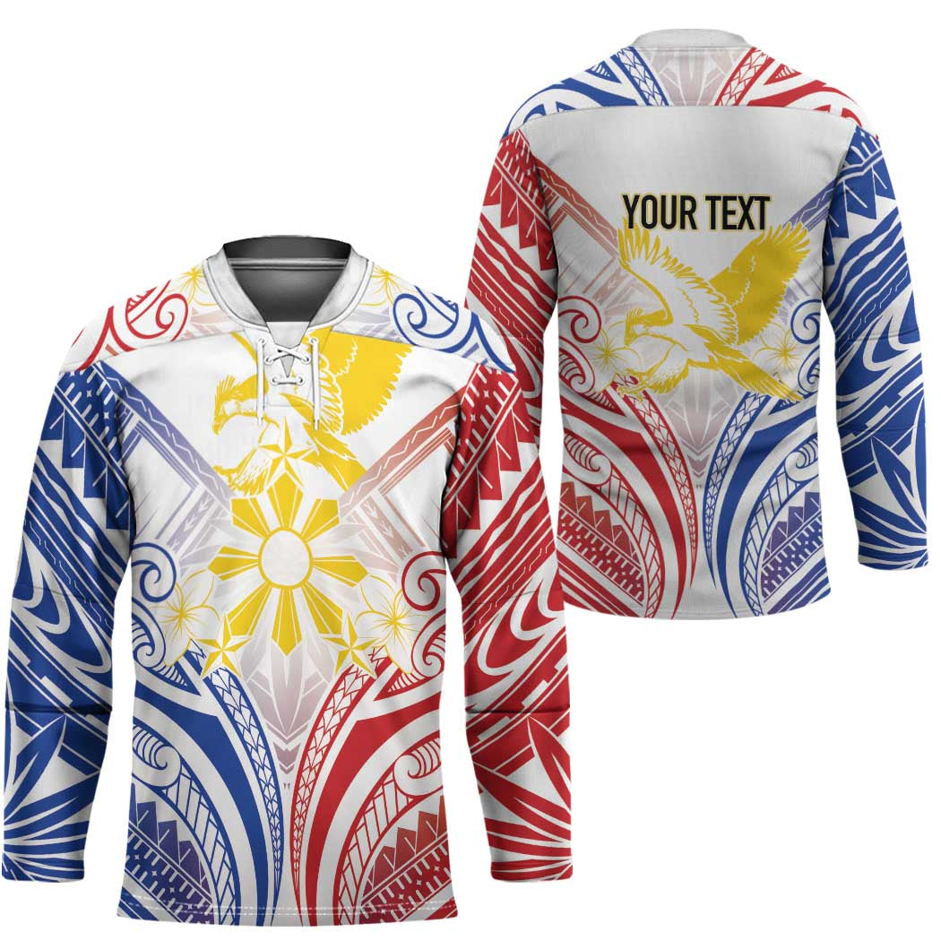 Philippines Tribal Sun Personalized Hockey Jersey Hunting Eagle