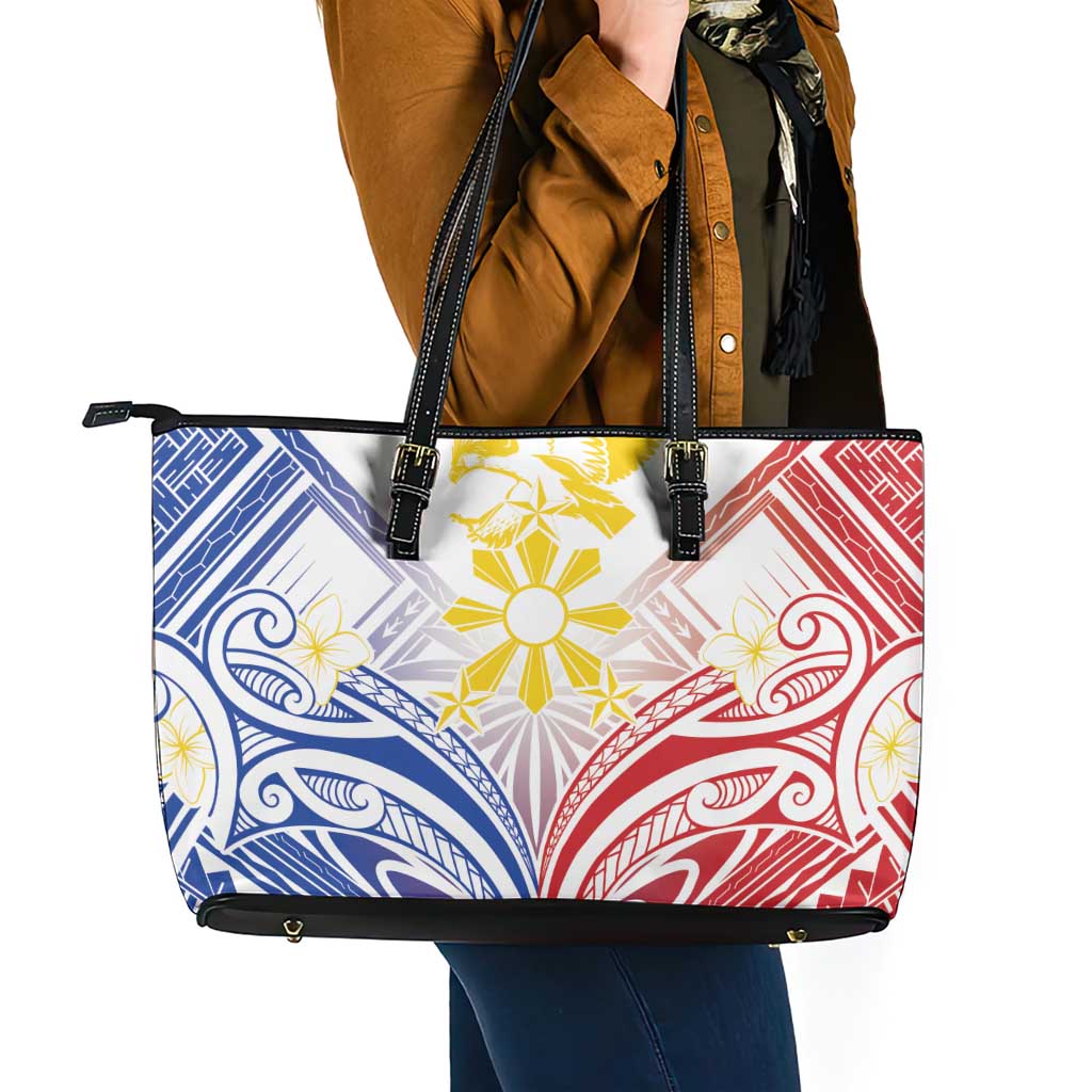 Philippines Tribal Sun Leather Tote Bag Hunting Eagle