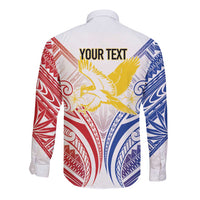 Philippines Tribal Sun Personalized Long Sleeve Button Shirt Hunting Eagle