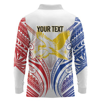 Philippines Tribal Sun Personalized Long Sleeve Polo Shirt Hunting Eagle