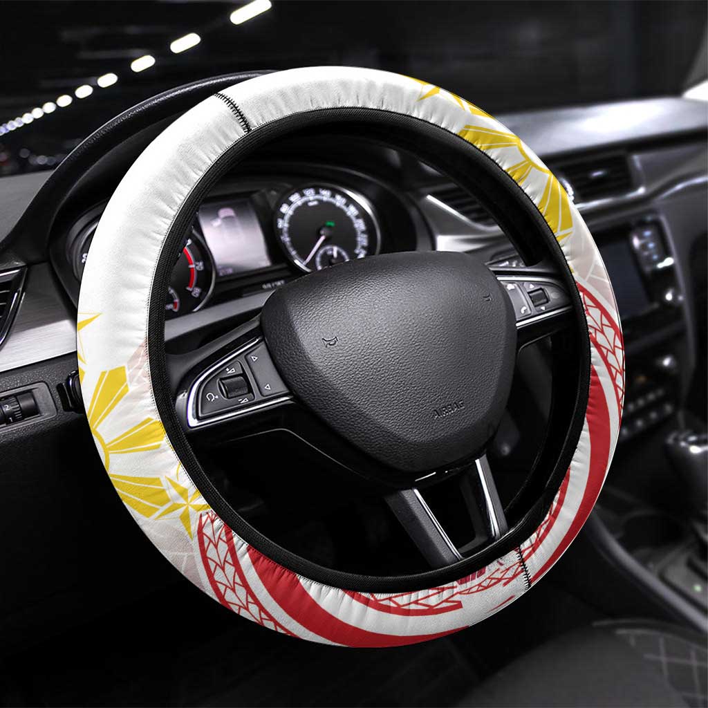 Philippines Tribal Sun Steering Wheel Cover Hunting Eagle