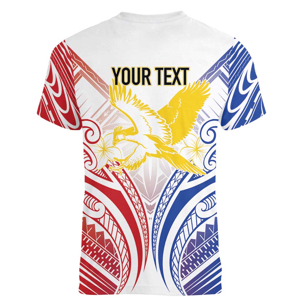 Philippines Tribal Sun Personalized Women V-Neck T-Shirt Hunting Eagle