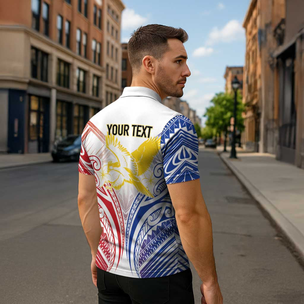 Philippines Tribal Sun Personalized Zipper Polo Shirt Hunting Eagle