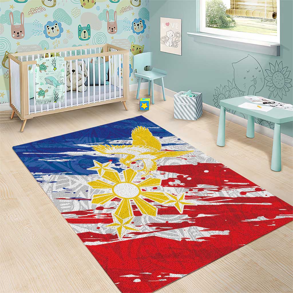 Filipino Sun and Stars Area Rug Grunge Vibes