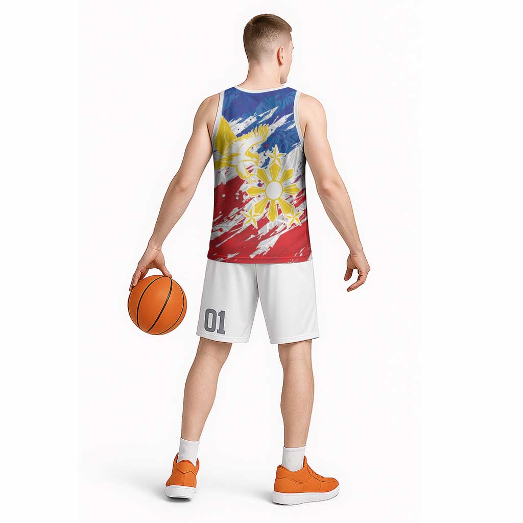Personalized Filipino Sun and Stars Basketball Jersey Grunge Vibes