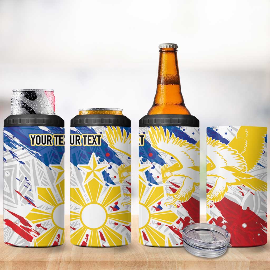 Personalized Filipino Sun and Stars 4 in 1 Can Cooler Tumbler Grunge Vibes