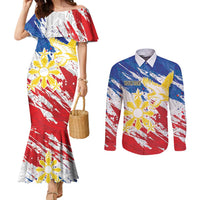 Personalized Filipino Sun and Stars Couples Matching Mermaid Dress and Long Sleeve Button Shirt Grunge Vibes