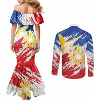 Personalized Filipino Sun and Stars Couples Matching Mermaid Dress and Long Sleeve Button Shirt Grunge Vibes