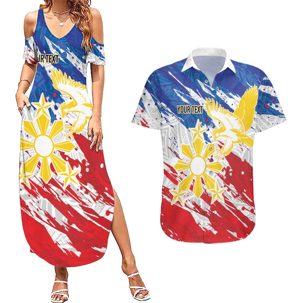 Personalized Filipino Sun and Stars Couples Matching Summer Maxi Dress and Hawaiian Shirt Grunge Vibes