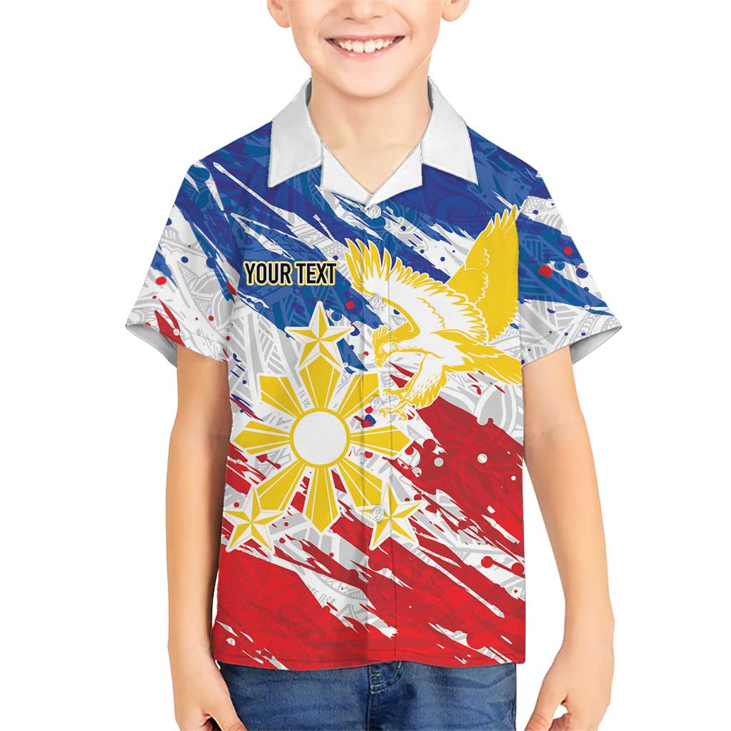Personalized Filipino Sun and Stars Family Matching Off Shoulder Short Dress and Hawaiian Shirt Grunge Vibes LT7 Son's Shirt White - Polynesian Pride