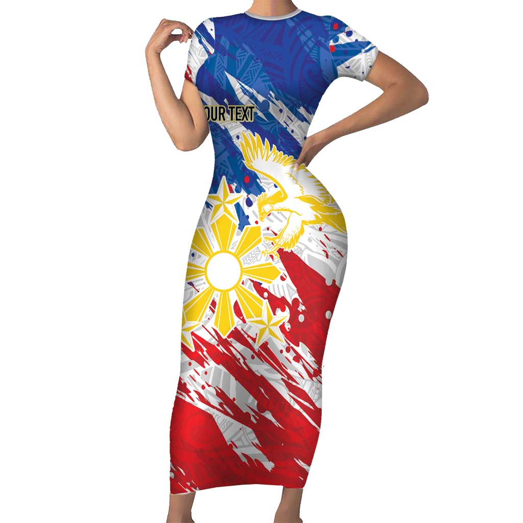 Personalized Filipino Sun and Stars Family Matching Short Sleeve Bodycon Dress and Hawaiian Shirt Grunge Vibes LT7 Mom's Dress White - Polynesian Pride