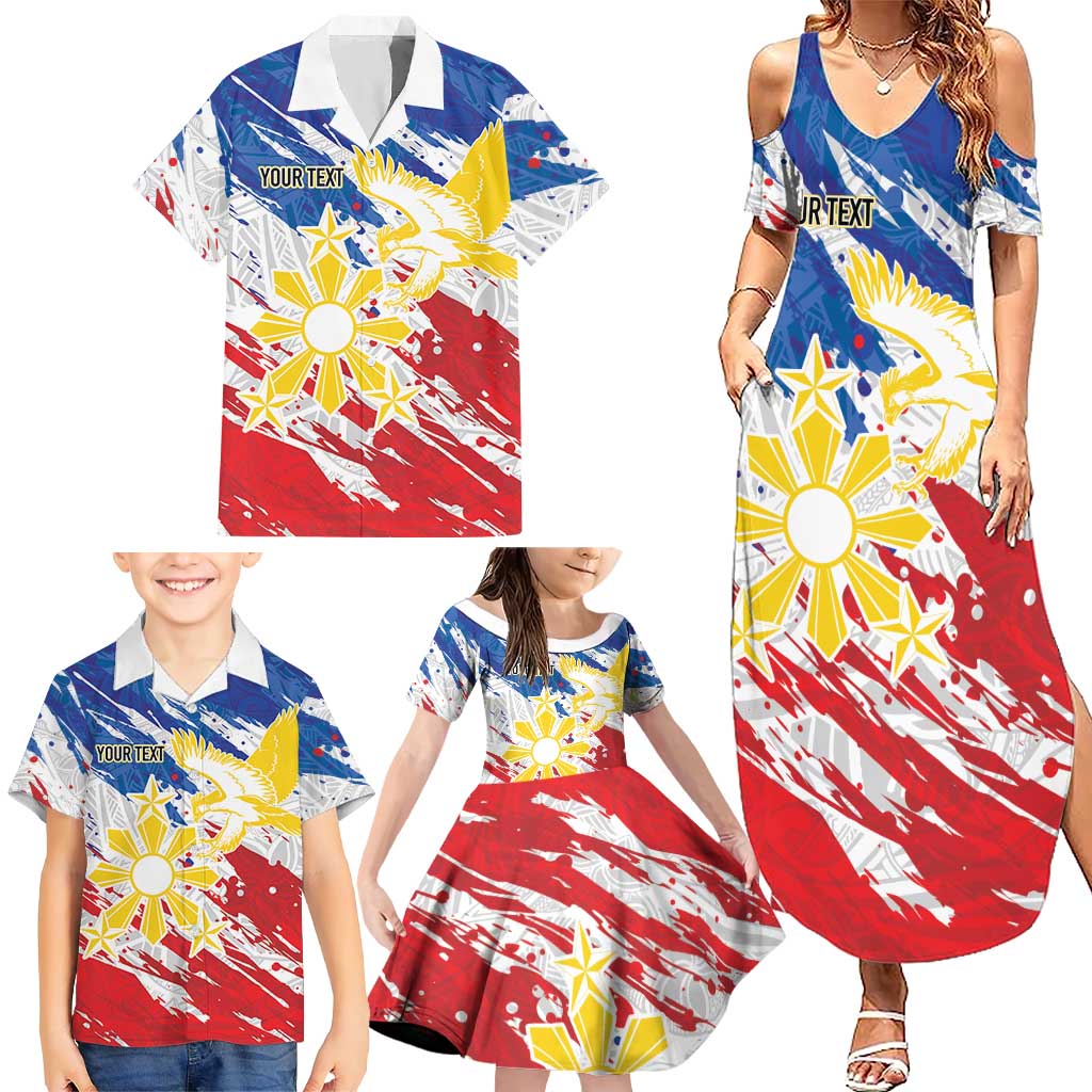 Personalized Filipino Sun and Stars Family Matching Summer Maxi Dress and Hawaiian Shirt Grunge Vibes LT7 - Polynesian Pride