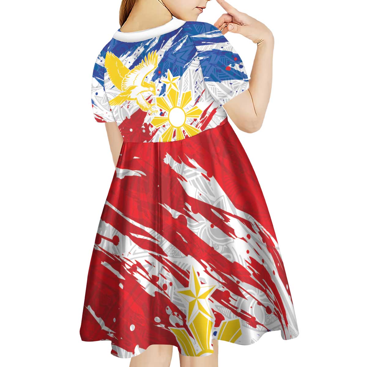 Personalized Filipino Sun and Stars Kid Short Sleeve Dress Grunge Vibes