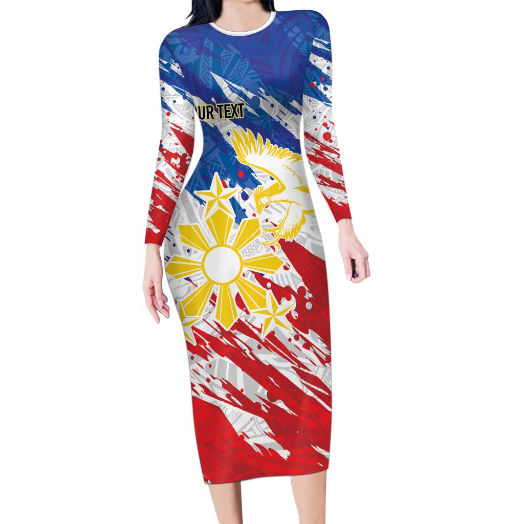 Personalized Filipino Sun and Stars Long Sleeve Bodycon Dress Grunge Vibes