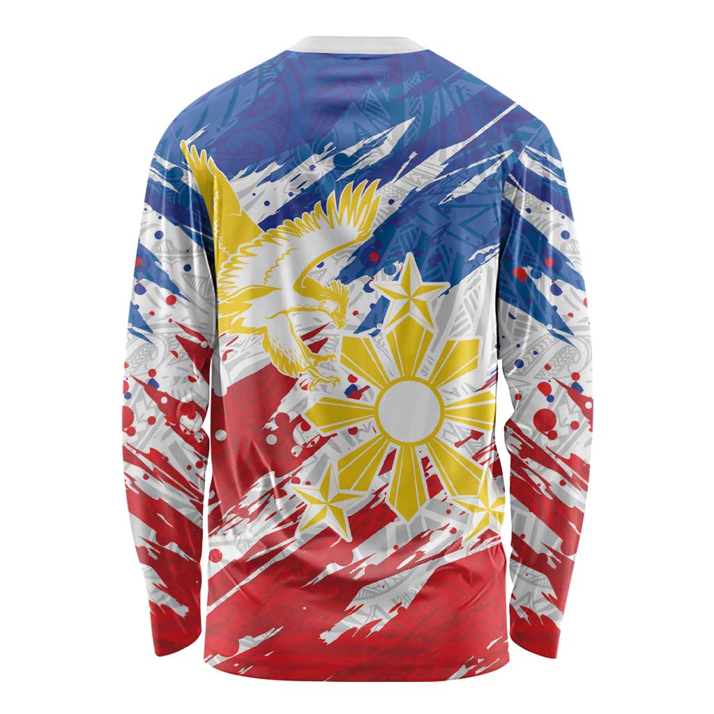 Personalized Filipino Sun and Stars Long Sleeve Shirt Grunge Vibes