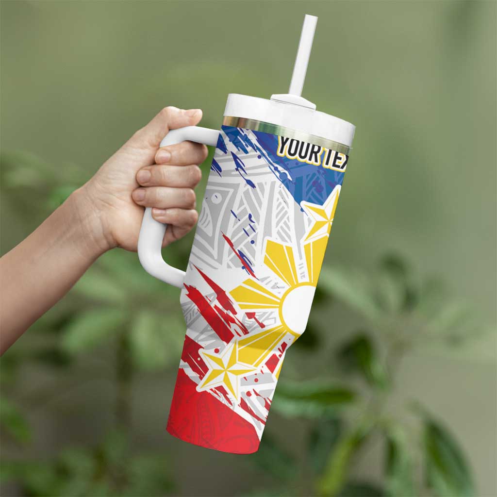 Personalized Filipino Sun and Stars Tumbler With Handle Grunge Vibes