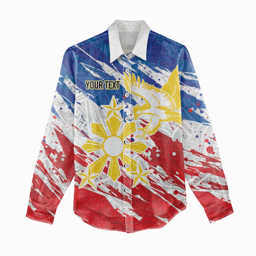 Personalized Filipino Sun and Stars Women Casual Shirt Grunge Vibes