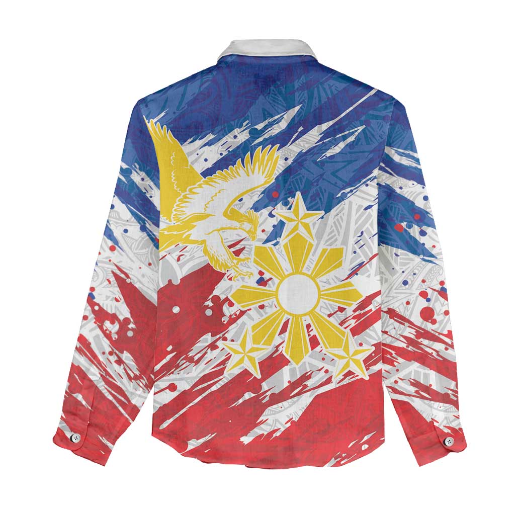 Personalized Filipino Sun and Stars Women Casual Shirt Grunge Vibes